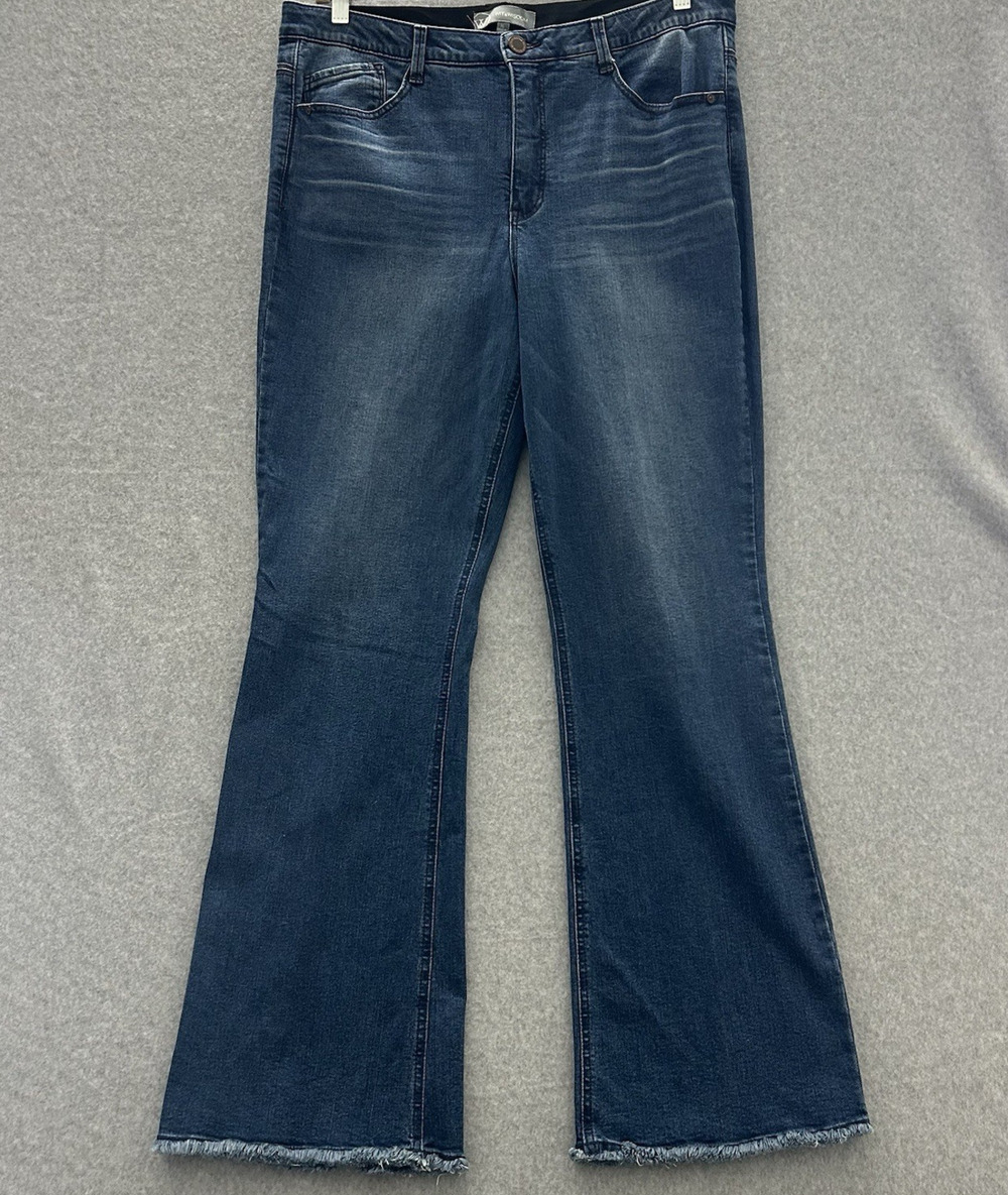 Wit & Wisdom Mid-Rise Flare Jeans Sz 16 Blue Medium Wash Slimming Waist Stretch